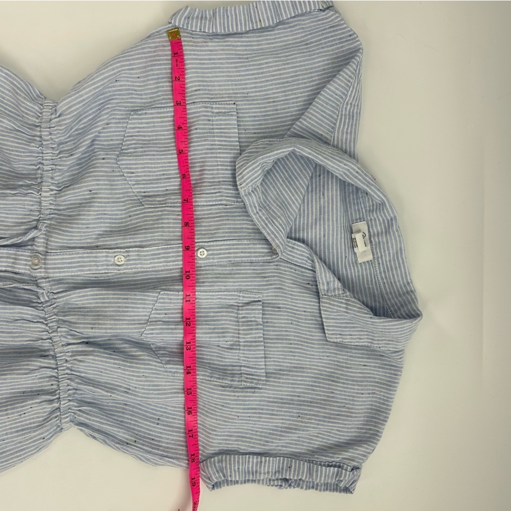 Japna Shirt Dress Blue Stripe Short Sleeve Drawstring Waist - Picture 5 of 7